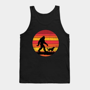 Bigfoot Walking Golden Retriever Dog Vintage Distressed Tank Top